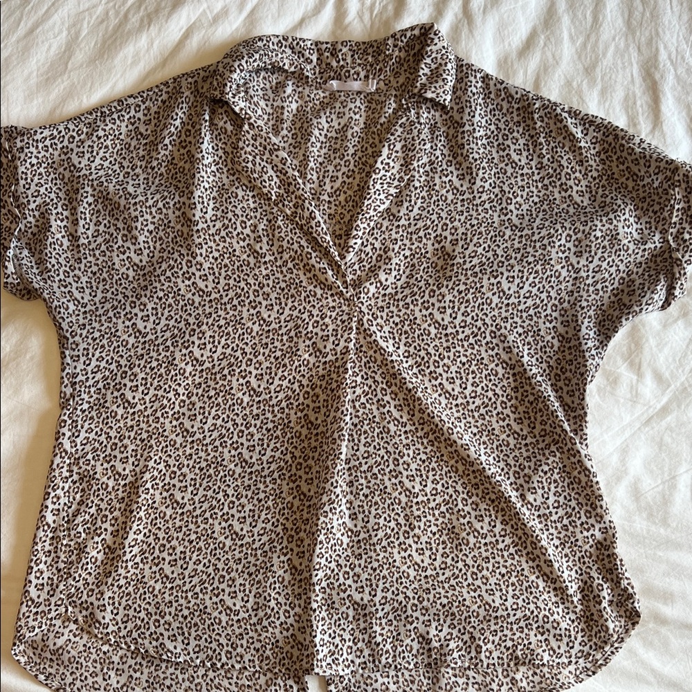 All in Favor Leopard Print Button Down Shirt - Black and White